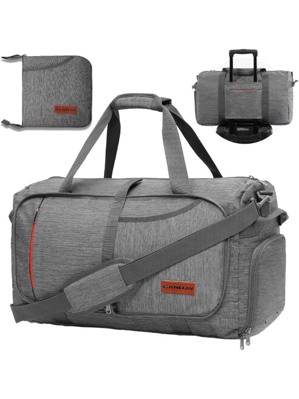 65L Foldable Duffle Bag with Shoe Compartment - Water-Resistant Travel Gym Bag